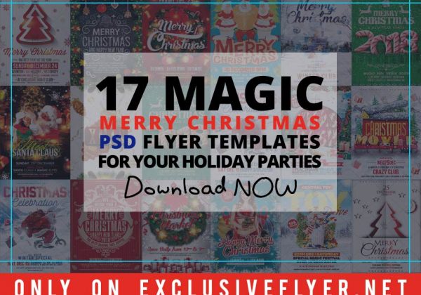 Download Free 17 Magic Merry Christmas PSD Flyer Templates for Your Holiday Parties