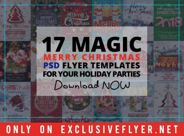Download Free 17 Magic Merry Christmas PSD Flyer Templates for Your Holiday Parties