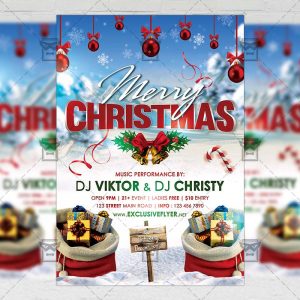 Download Happy Christmas Celebration Free Seasonal A5 Flyer PSD Template Now