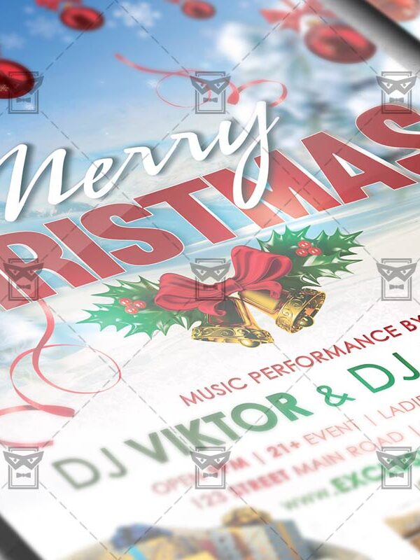 Download Happy Christmas Celebration Free Seasonal A5 Flyer PSD Template Now