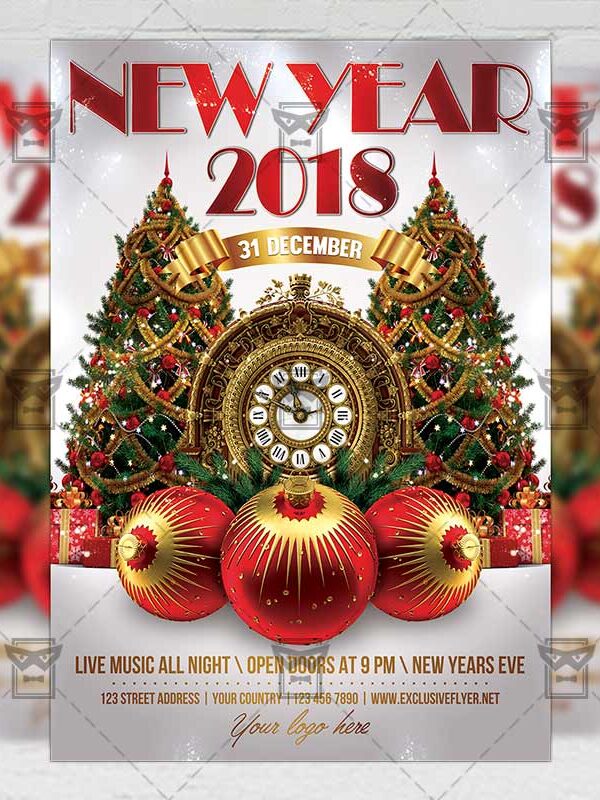 Download New Year 2018 PSD Flyer Template Now