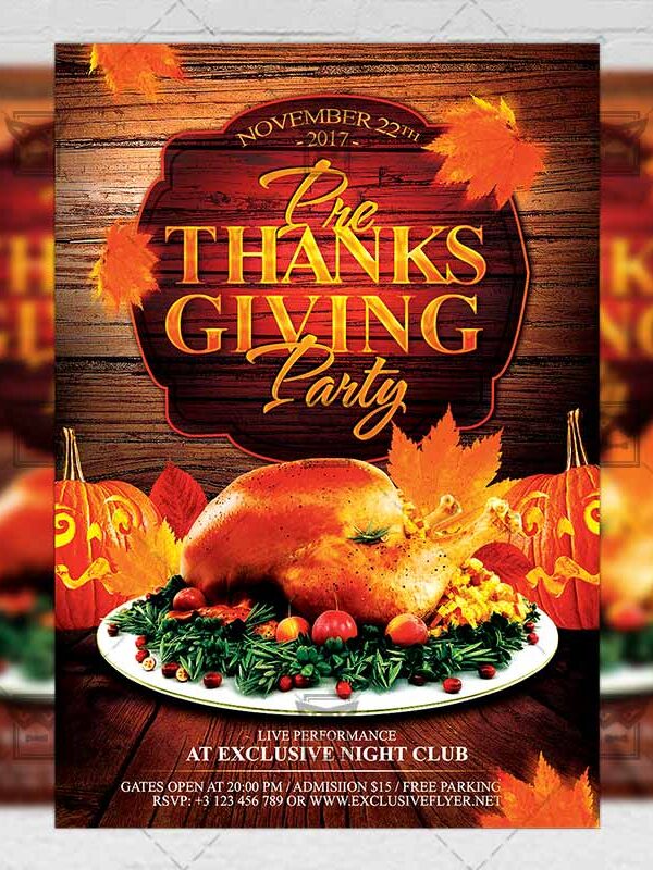 Download Pre Thanksgiving Party PSD Flyer/Poster Template Now