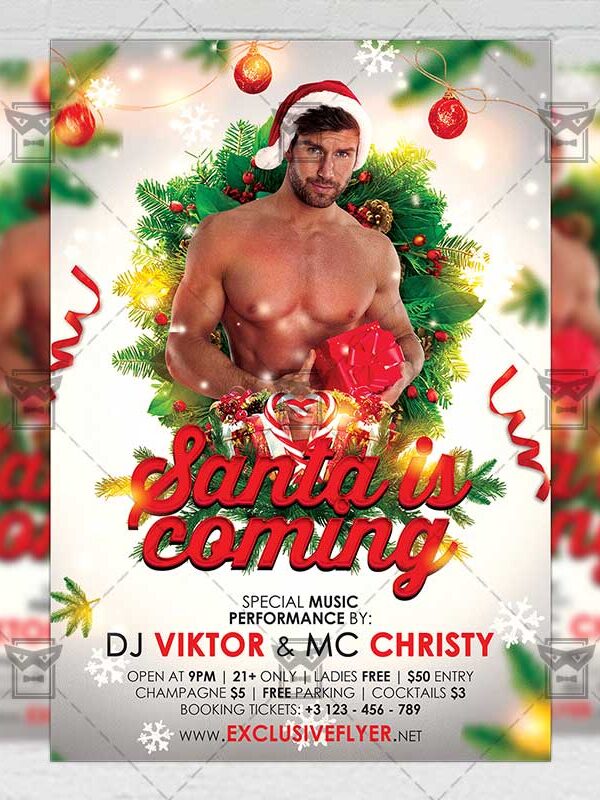 Download Santa Claus Is Coming PSD Flyer Template Now