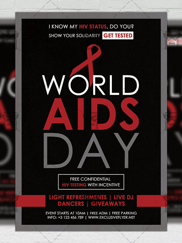 Download World Aids Day Free Seasonal A5 Flyer PSD Template Now