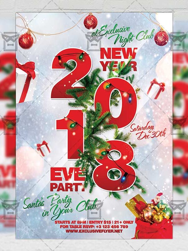 Download 2018 New Year Eve PSD Flyer Template Now