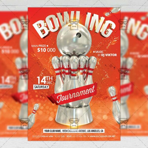 Download Bowling Tournament PSD Flyer Template Now