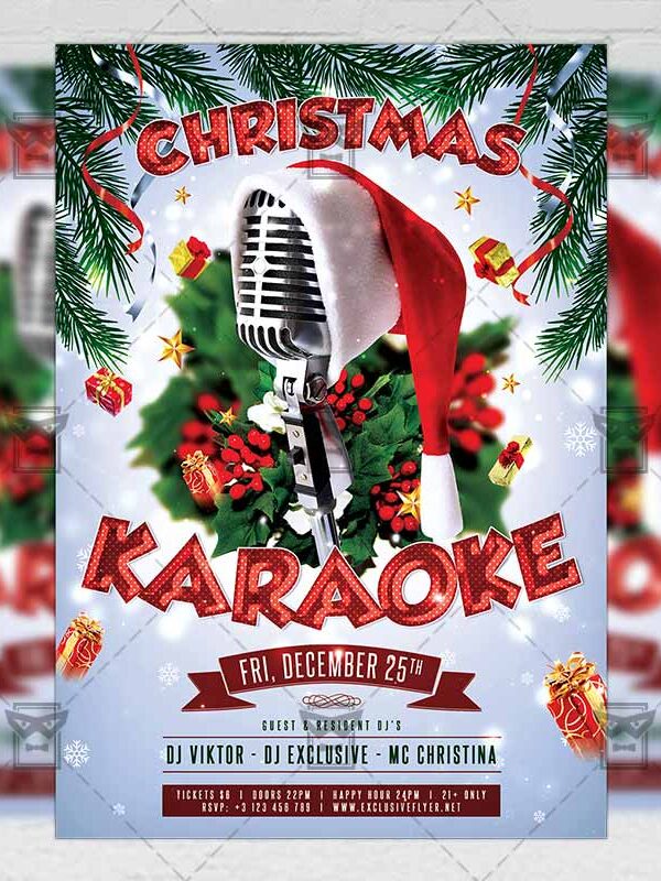 Download Christmas Karaoke PSD Flyer Template Now