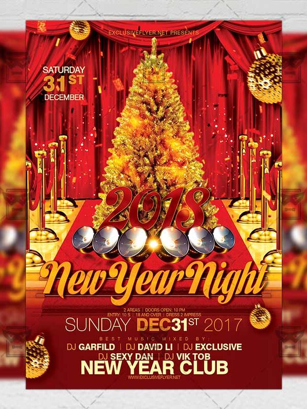Download Gold New Year Night PSD Flyer Template Now
