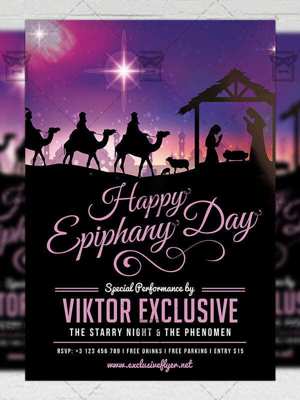 Download Happy Epiphany Day Free Seasonal A5 Flyer PSD Template Now
