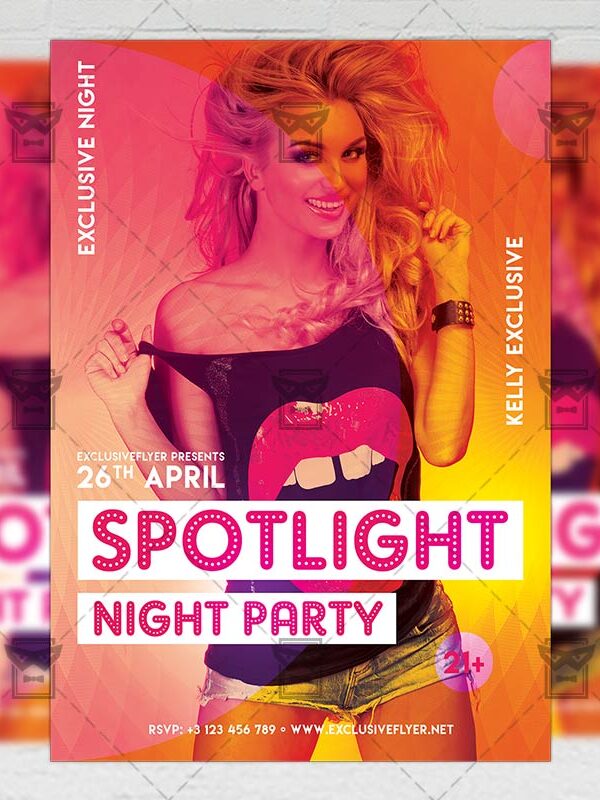 Download Spotlight Night Party PSD Flyer Template Now