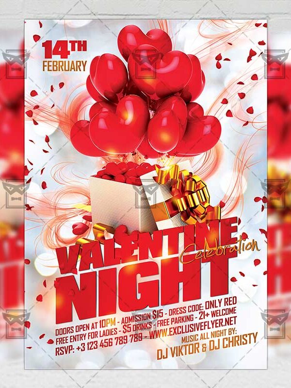 Download Valentines Night Celebration PSD Flyer Template Now
