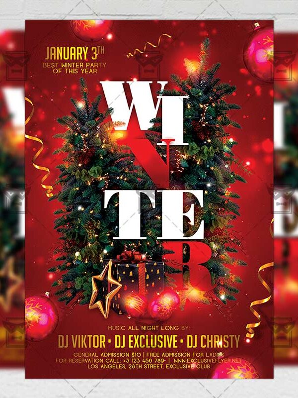 Download Winter Party PSD Flyer Template Now