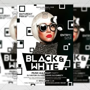 Download Black and White Party PSD Flyer Template Now