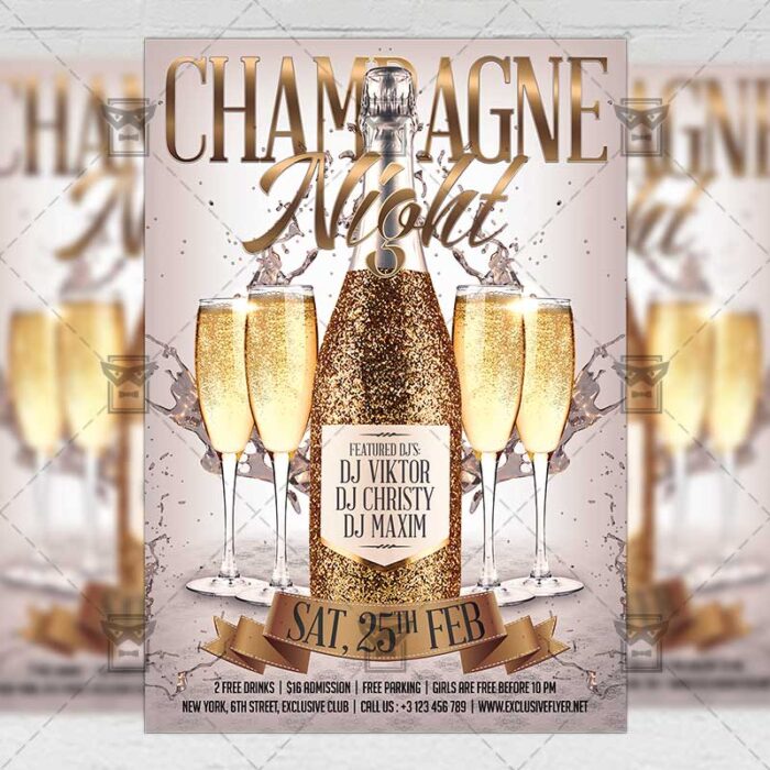 Download Champagne Night PSD Flyer Template Now