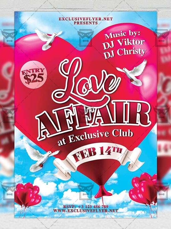 Download Love Affair PSD Flyer Template Now