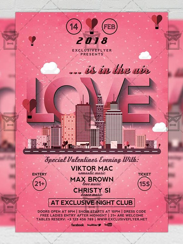 Download Love Is In The Air PSD Flyer Template Now