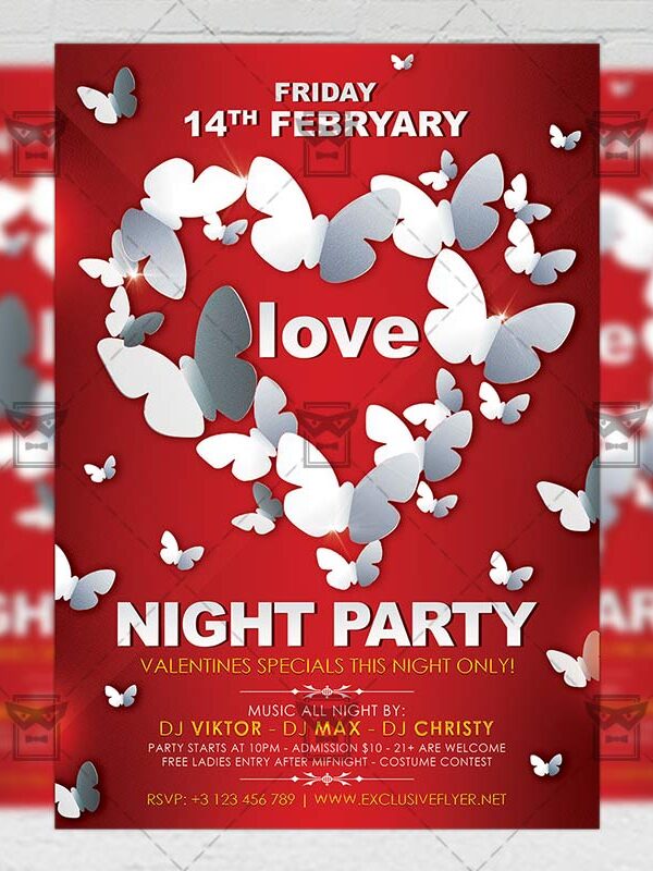 Download Love Night Party PSD Flyer Template Now