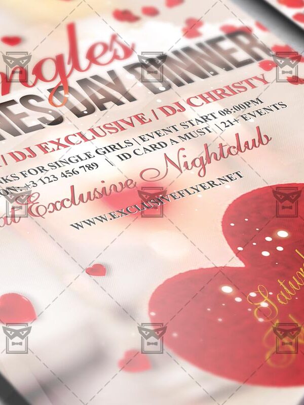 Download Singles Valentines Day Dinner PSD Flyer Template Now