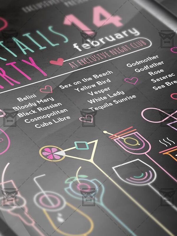 Download Valentines Cocktails Party PSD Flyer Template Now