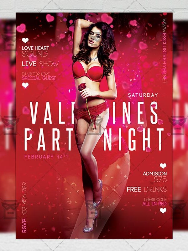Download Valentines Party Night PSD Flyer Template Now
