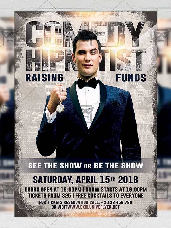 Download Comedy Hypnotist Show PSD Flyer Template Now