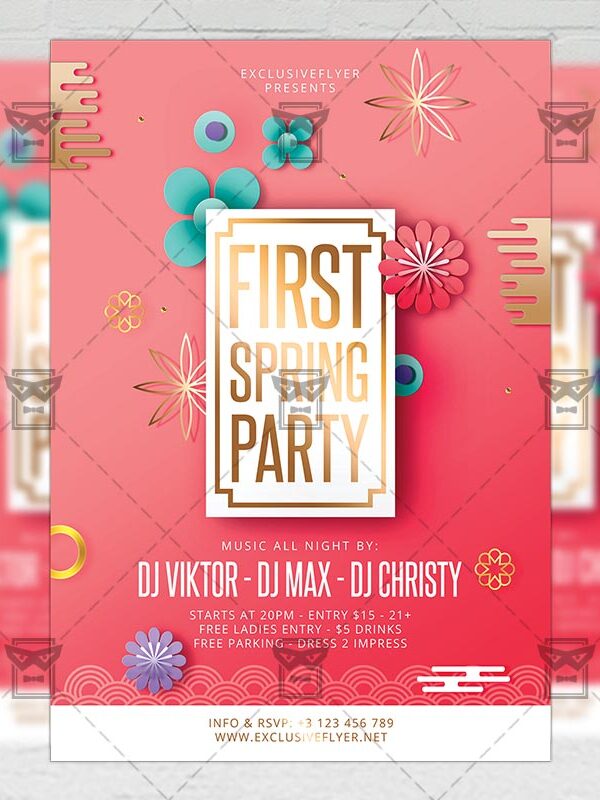 Download First Spring Party PSD Flyer Template Now