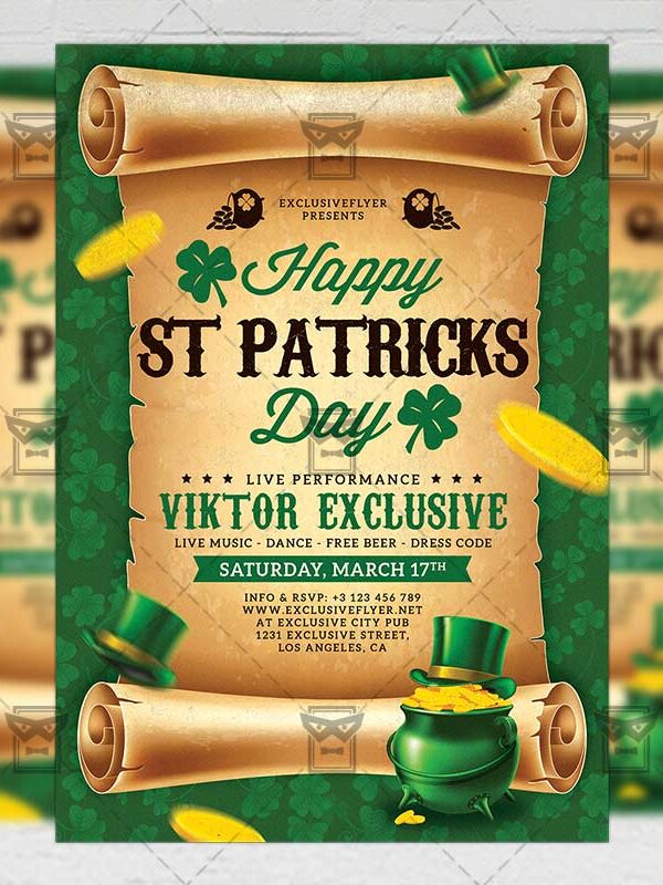 Download Patricks Day Celebration PSD Flyer Template Now