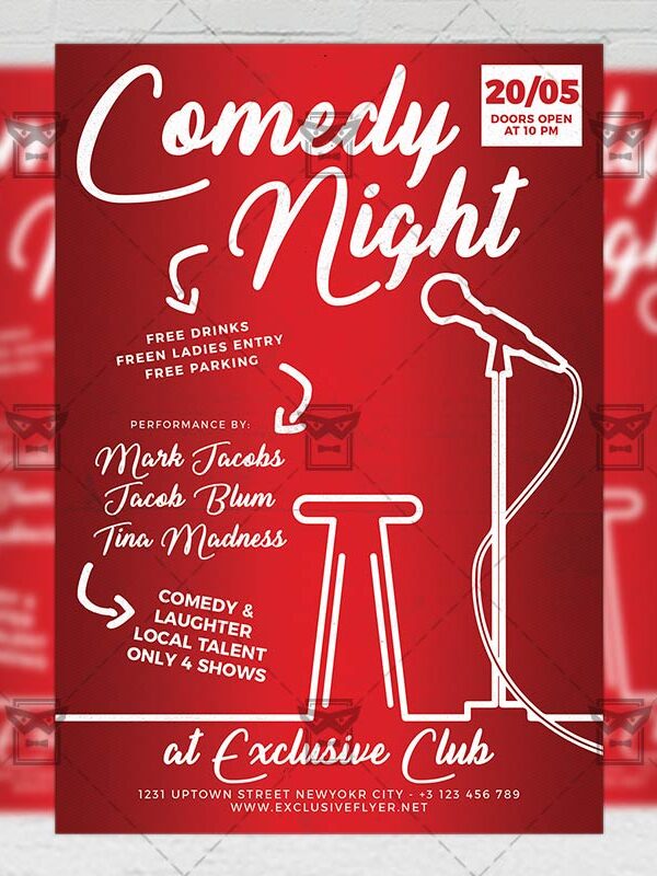 Download Comedy Night Show PSD Flyer Template Now