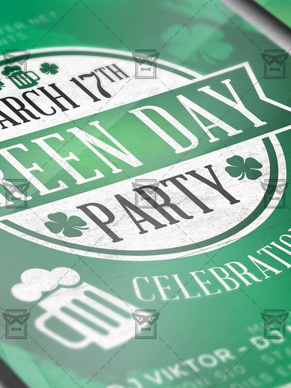 Download Green Day Party PSD Flyer Template Now