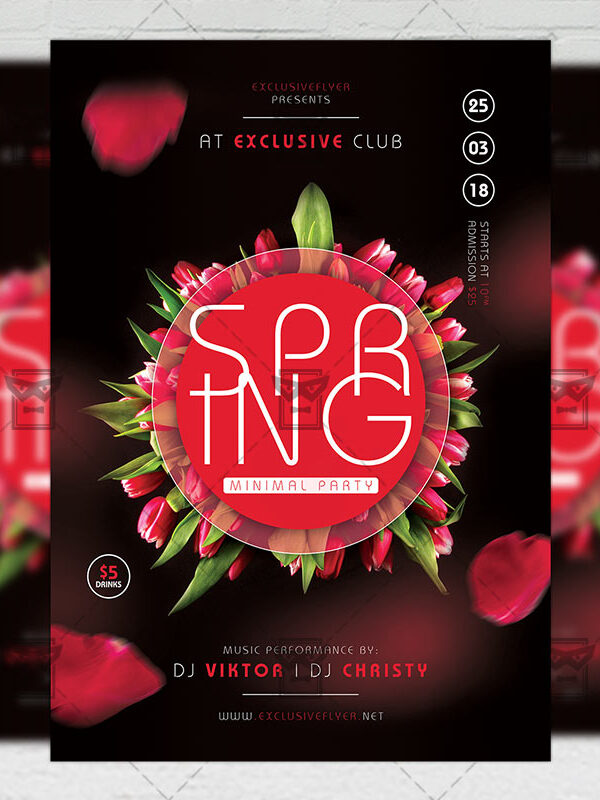 Download Minimal Spring Party PSD Flyer Template Now