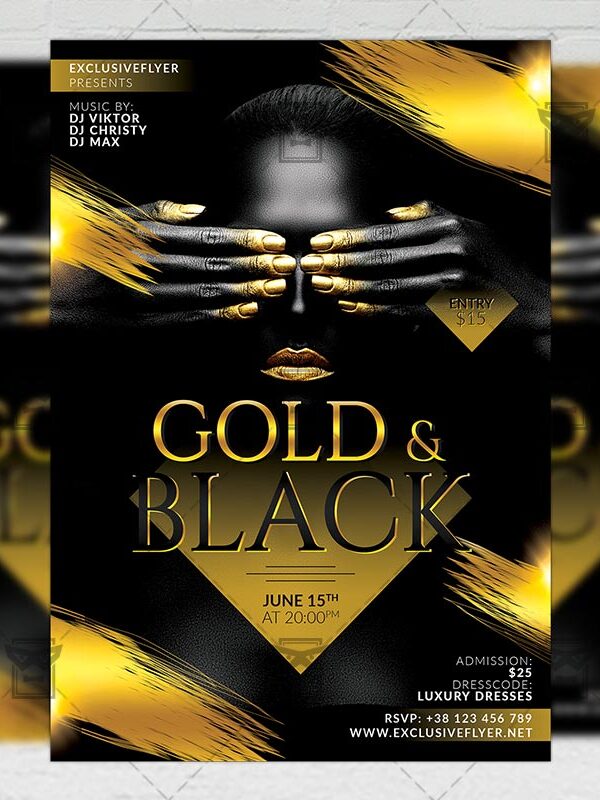 Download Gold and Black Party PSD Flyer Template Now