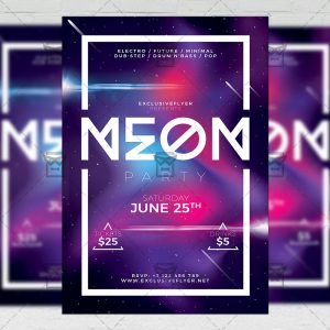 Download Neon Party Flyer PSD Flyer Template Now