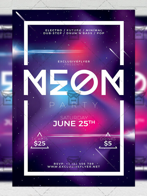 Download Neon Party Flyer PSD Flyer Template Now