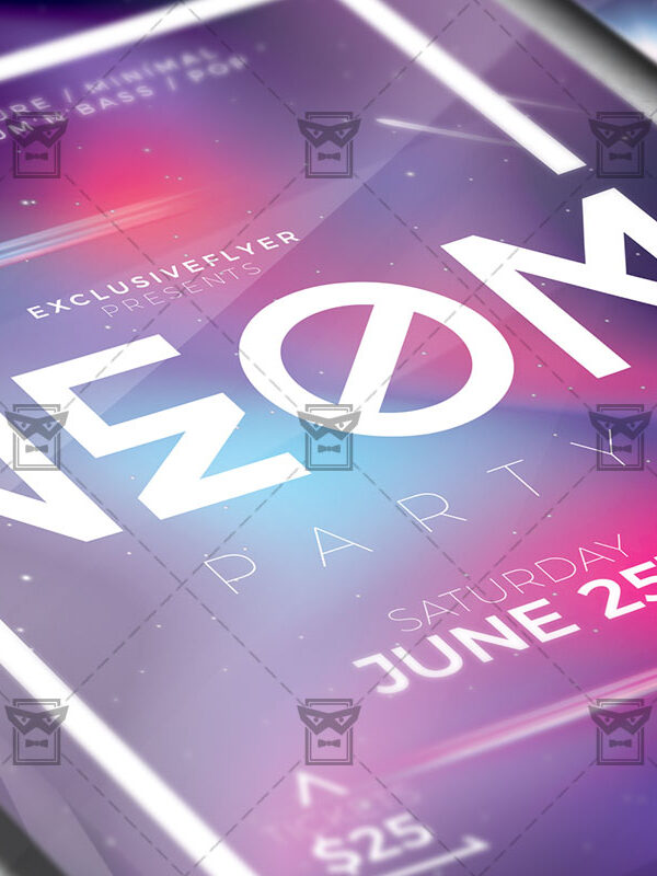 Download Neon Party Flyer PSD Flyer Template Now