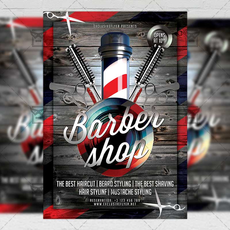 Barber Shop Flyer Business A5 Template ExclsiveFlyer Free and