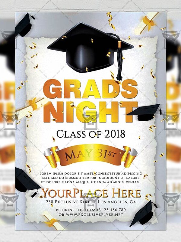 Download Grads Night PSD Flyer Template Now