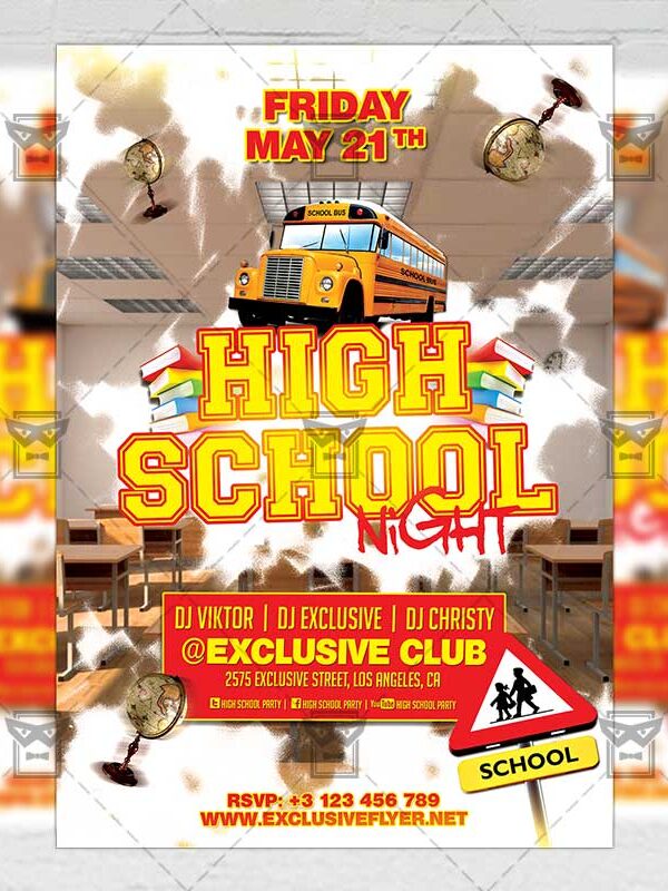 Download Hight School Night PSD Flyer Template Now