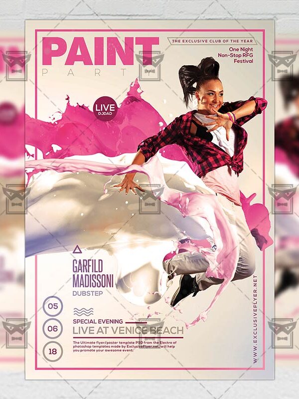 Download Paint Party PSD Flyer Template Now