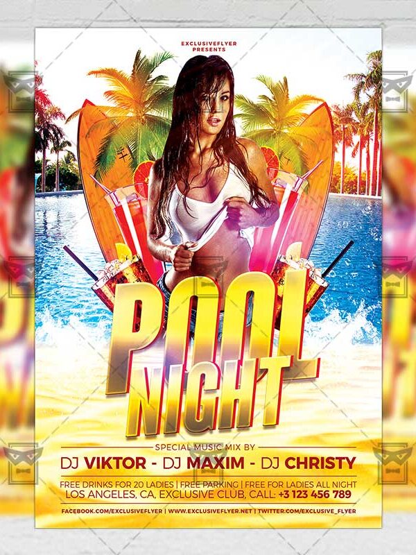 Download Pool Night PSD Flyer Template Now
