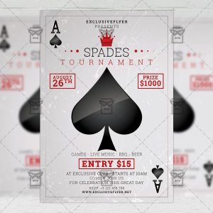 Download Spades Tournament PSD Flyer Template Now