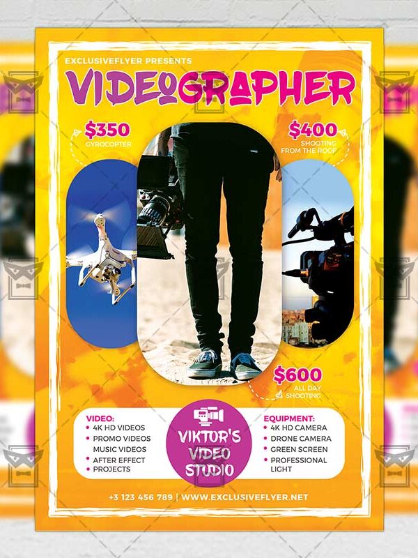 Download Videographer PSD Flyer Template Now