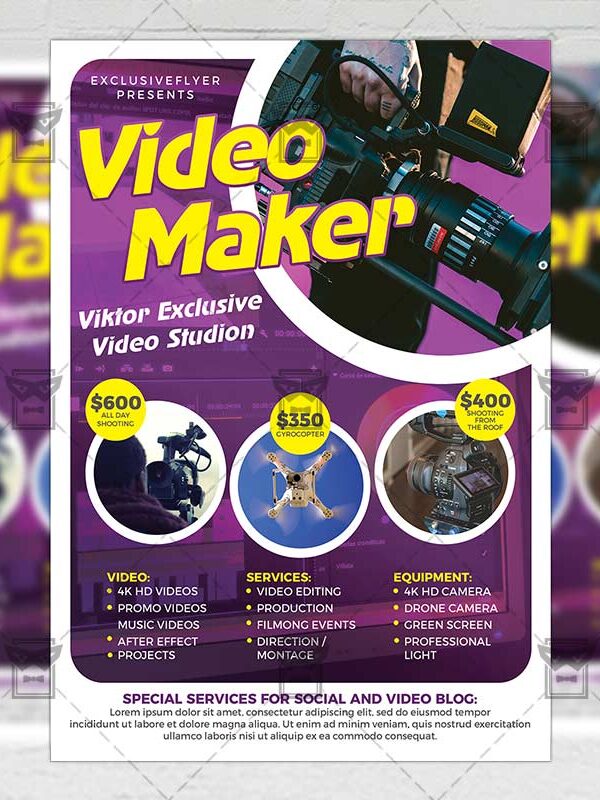 Download Videomaker PSD Flyer Template Now