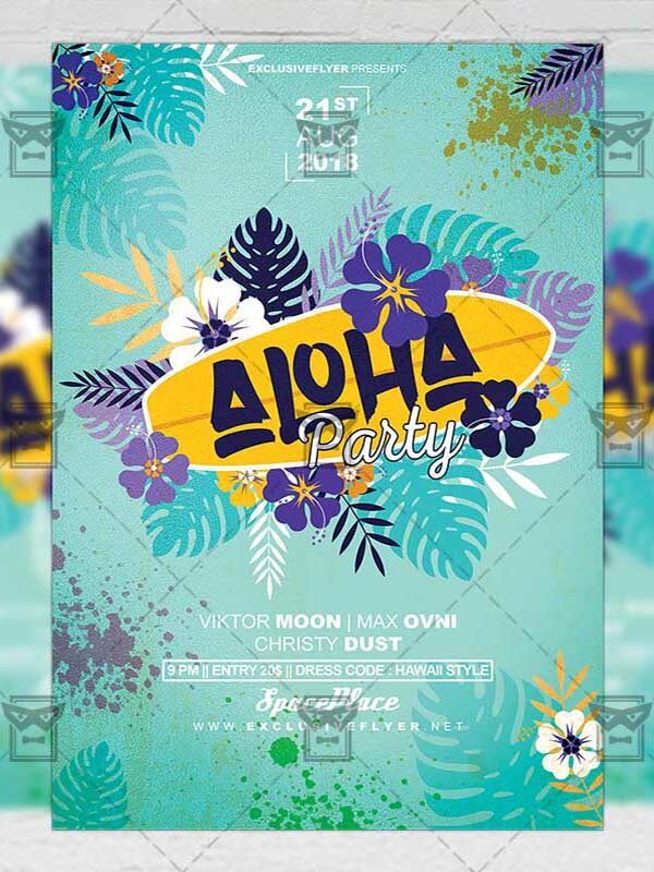 Download Aloha Party PSD Flyer Template Now
