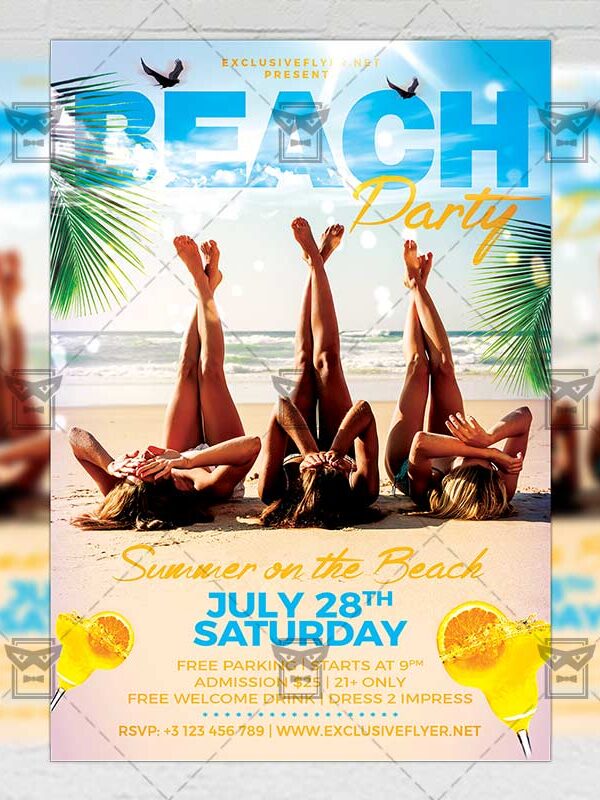 Download Beach Party PSD Flyer Template Now