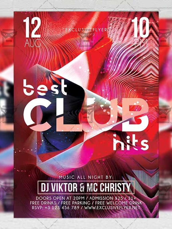 Download Best Club Hits PSD Flyer Template Now