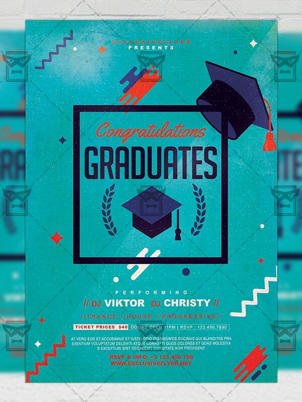 Download Graduation Party Flyer PSD Template Now