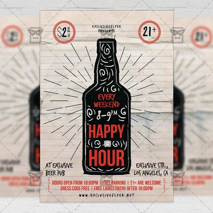 Download Happy Hour PSD Flyer Template Now
