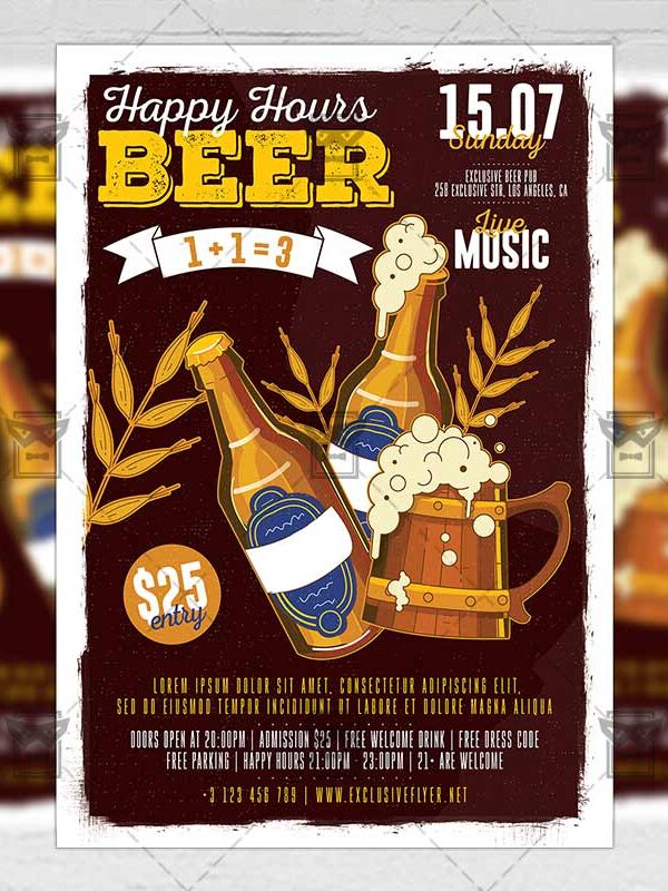 Download Happy Hours PSD Flyer Template Now