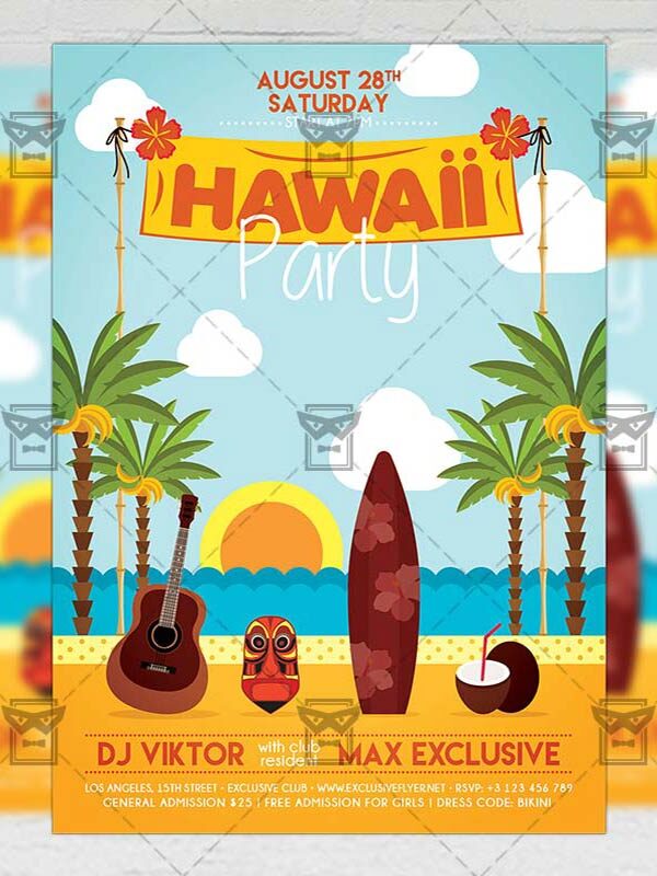 Download Hawaii Night PSD Flyer Template Now