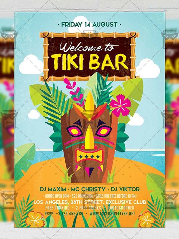 Download Tiki Bar PSD Flyer Template Now